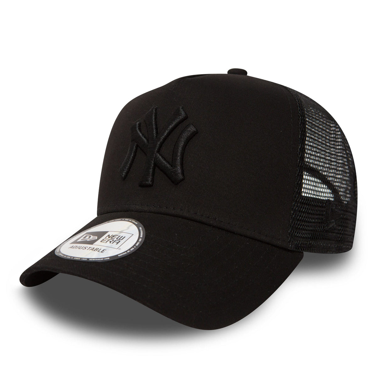 New York Yankees Clean Black On Black A-Frame Trucker Cap-zelvios