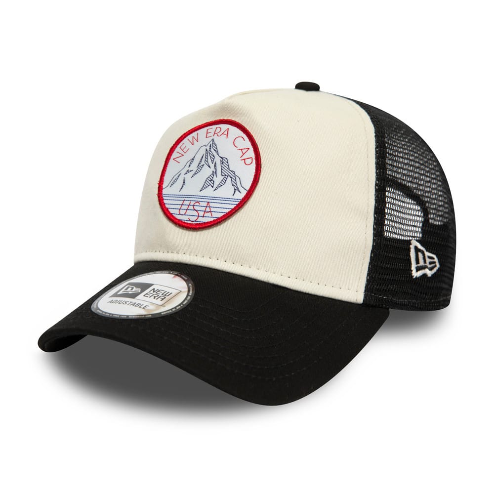 New Era Outdoor Washed Black 9FORTY A-Frame Trucker Adjustable Cap-zelvios