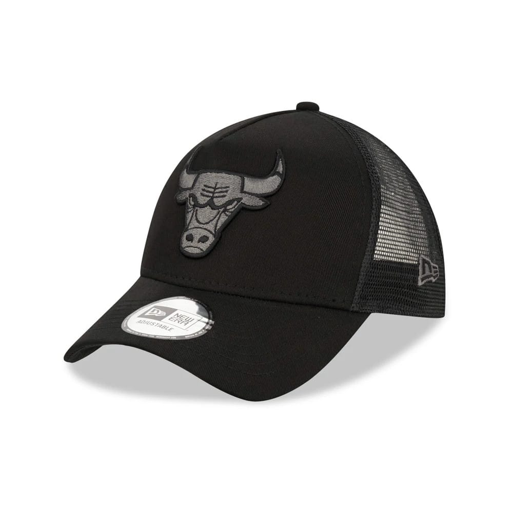 Chicago Bulls Tonal Black A-Frame Trucker Cap-zelvios