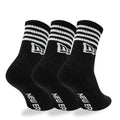 New Era Stripe 3 Pack Crew Black Socks-zelvios