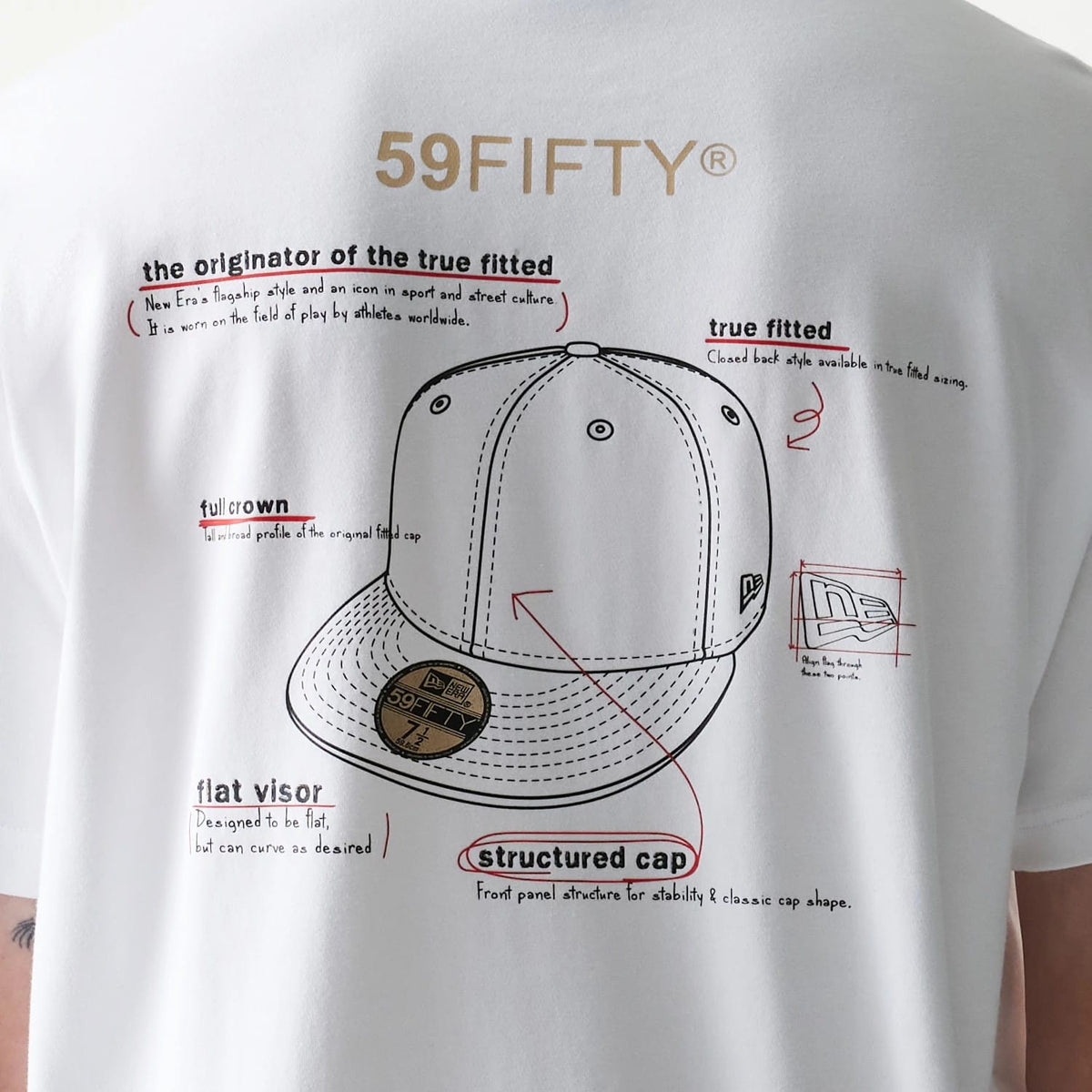 59FIFTY Fitted Cap Description Graphic White T-Shirt-zelvios