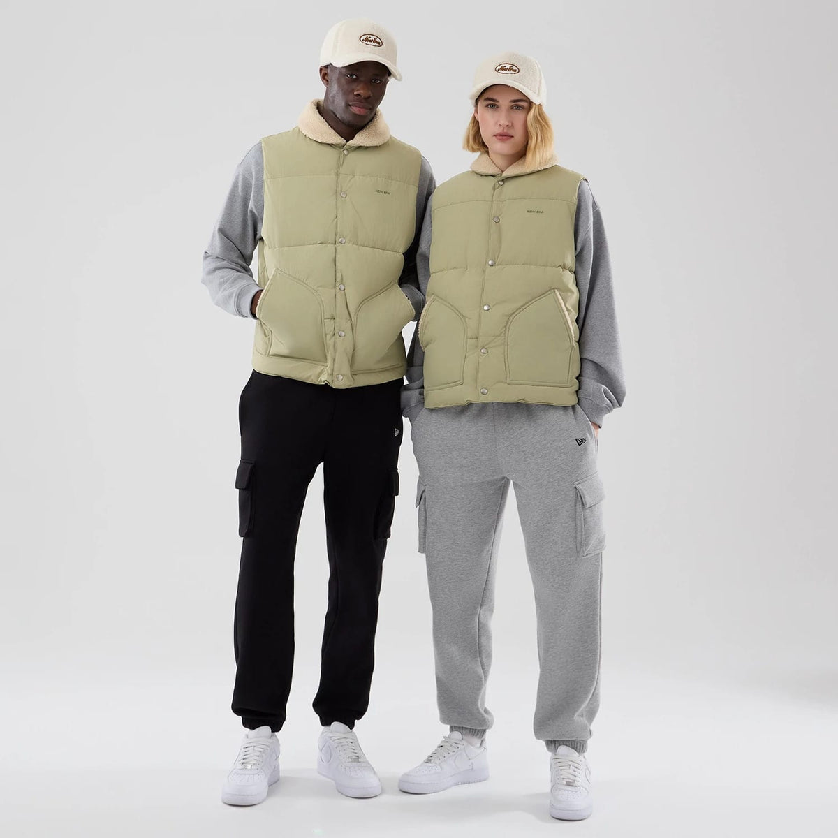 New Era Organic Boa Neck Khaki Gilet-zelvios
