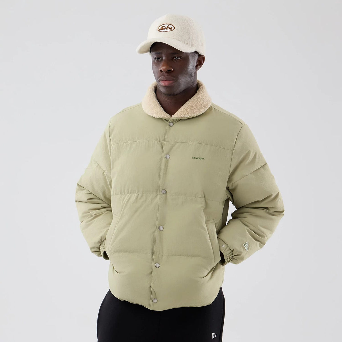 New Era Organic Boa Neck Khaki Jacket-zelvios