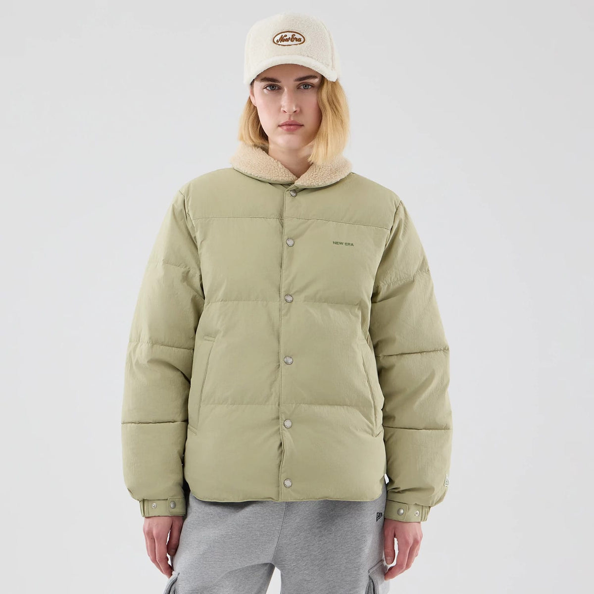 New Era Organic Boa Neck Khaki Jacket-zelvios