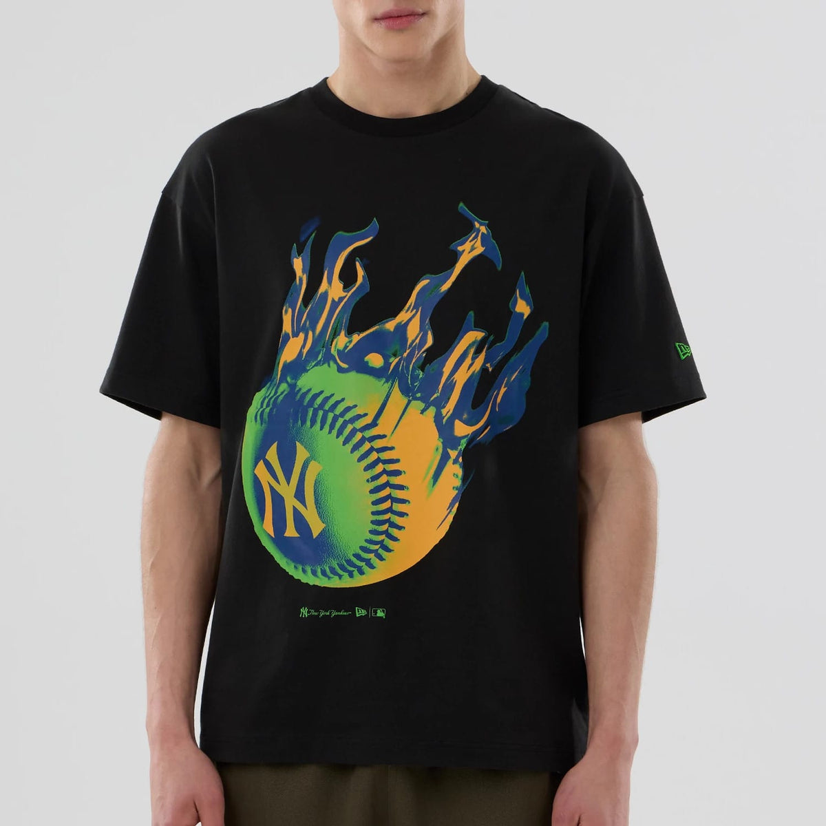 New York Yankees MLB On Fire Black Oversized T-Shirt-zelvios