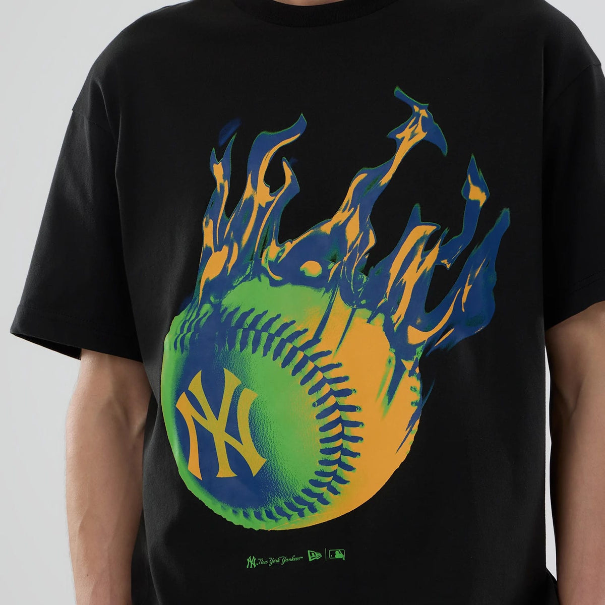 New York Yankees MLB On Fire Black Oversized T-Shirt-zelvios