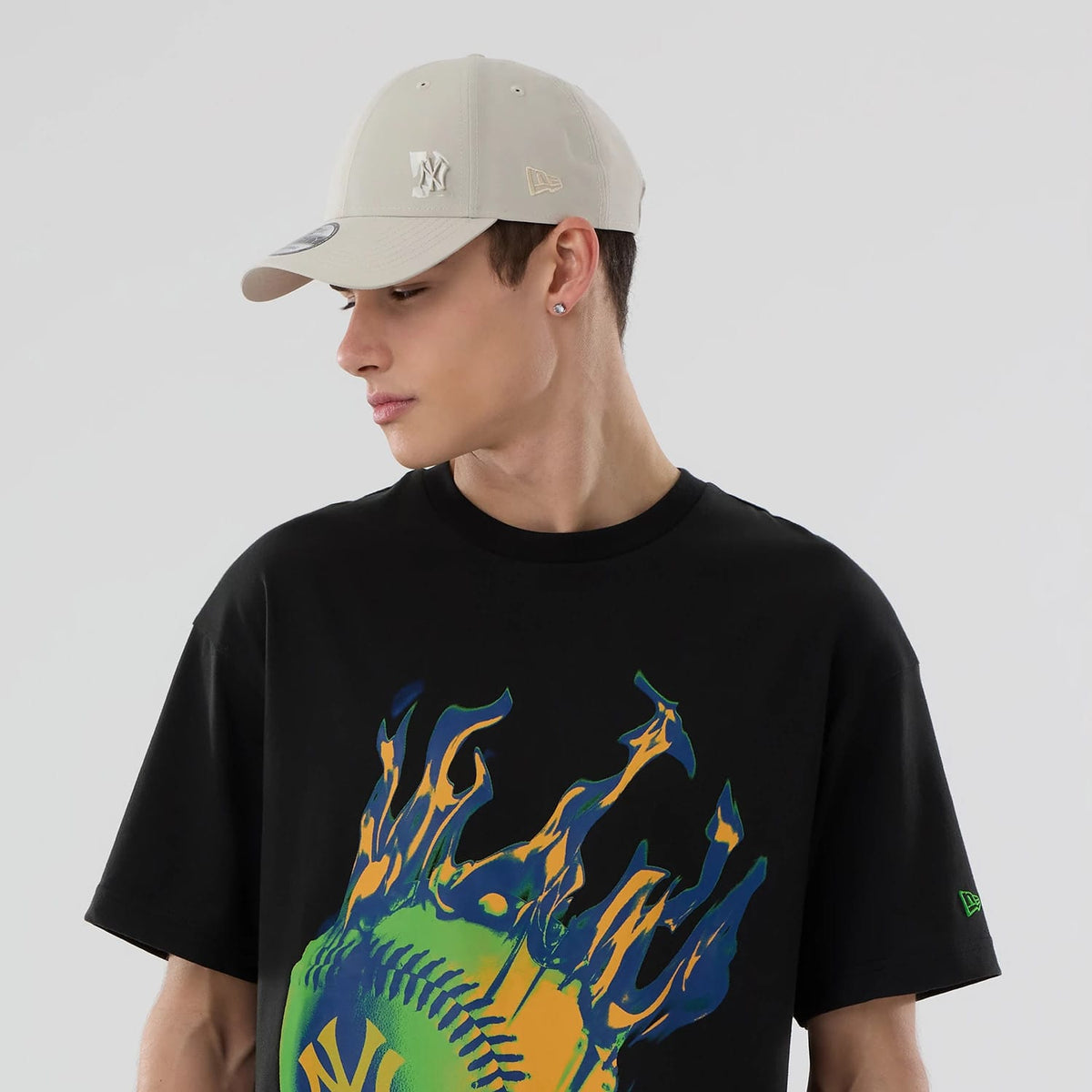 New York Yankees MLB On Fire Black Oversized T-Shirt-zelvios