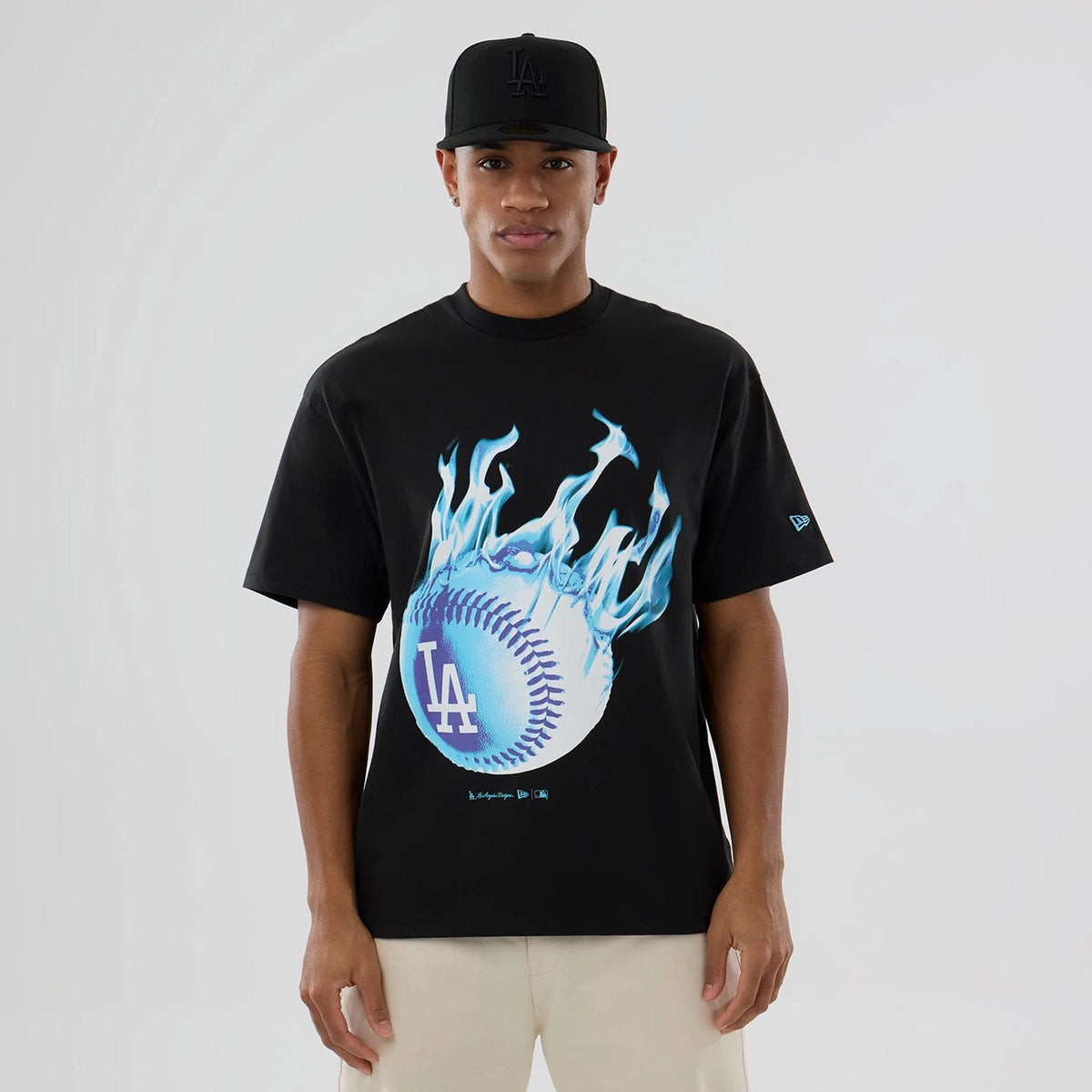 LA Dodgers MLB On Fire Black Oversized T-Shirt-zelvios