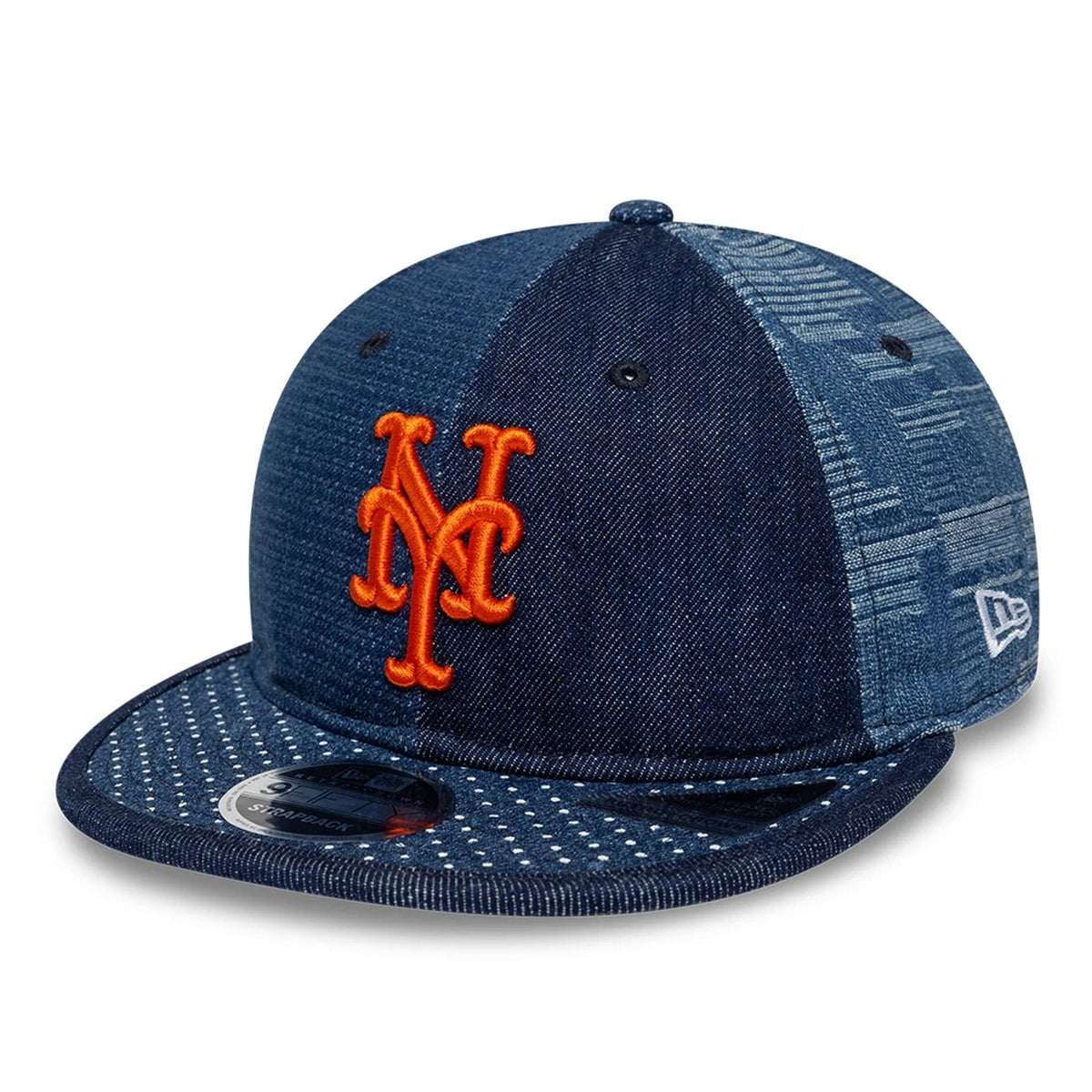 New York Mets MLB Multi Denim Dark Blue Retro Crown 9FIFTY Adjustable Cap-zelvios