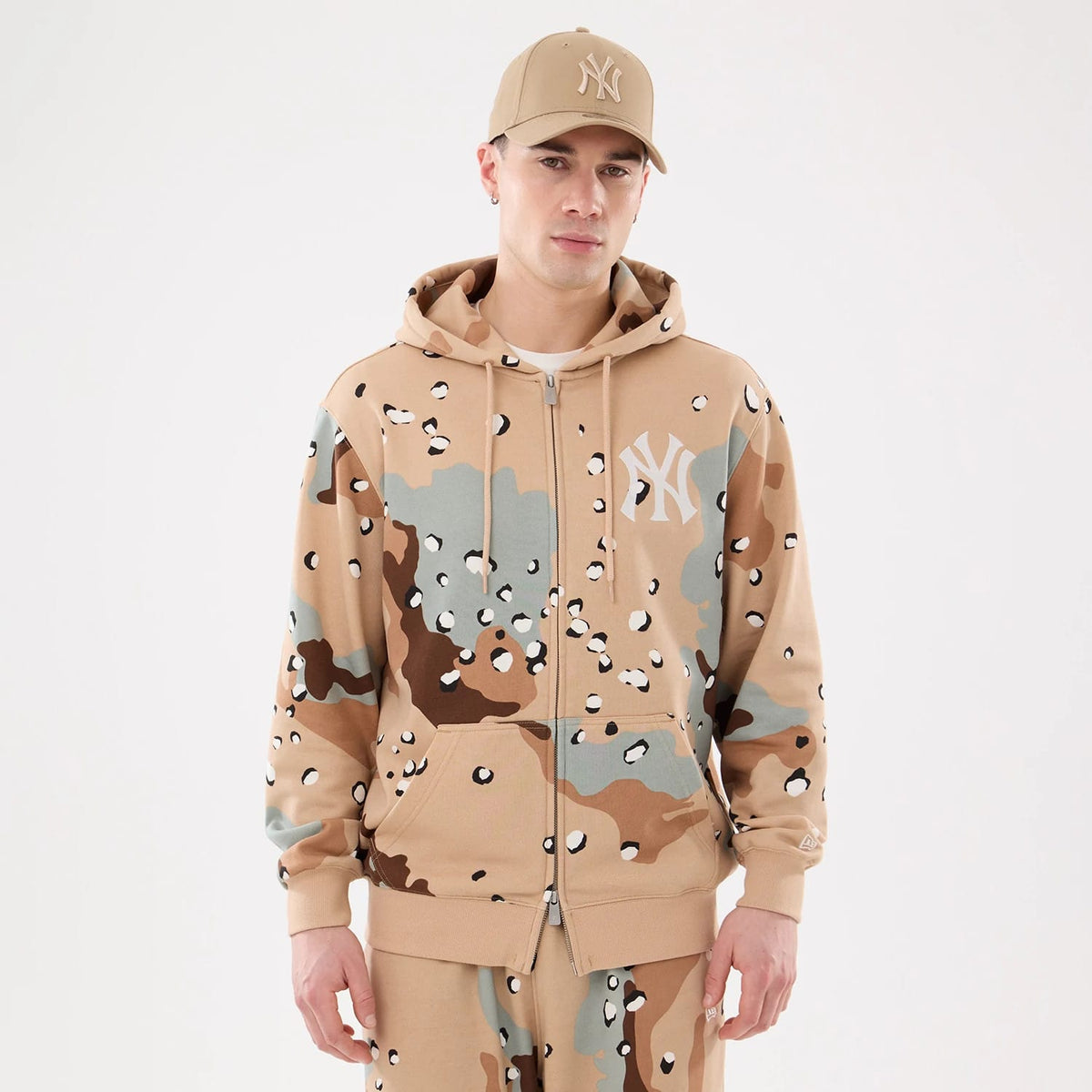 New York Yankees MLB Desert Camo 2 Way Full Zip Hoodie-zelvios