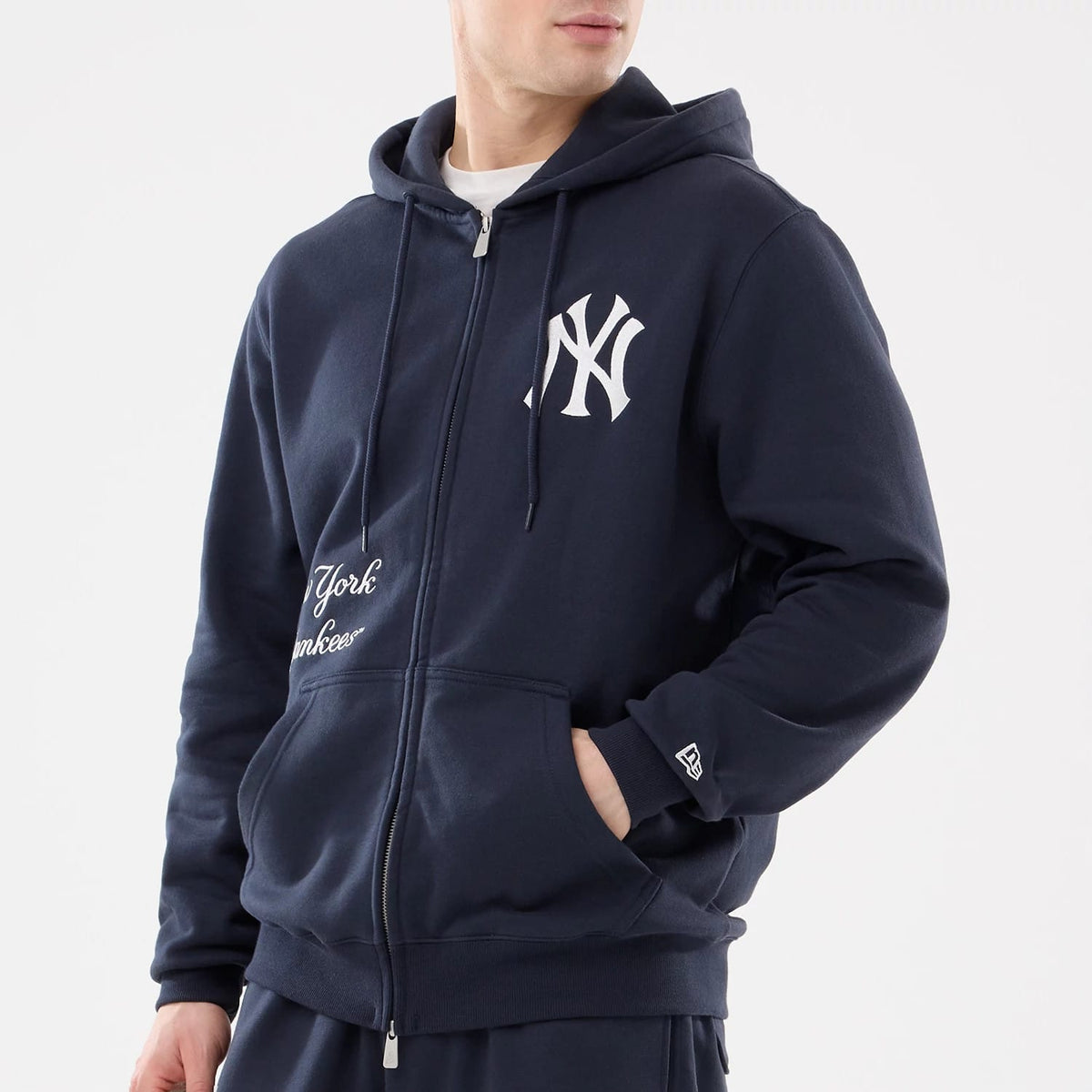 New York Yankees MLB Comfort Navy 2 Way Full Zip Hoodie-zelvios