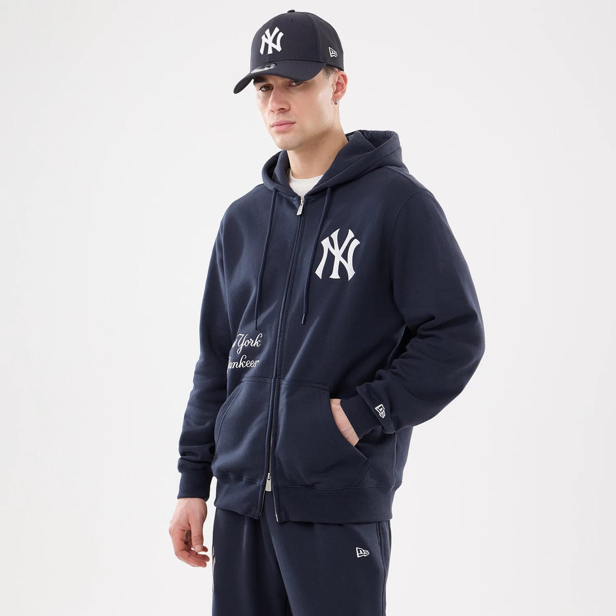 New York Yankees MLB Comfort Navy 2 Way Full Zip Hoodie-zelvios