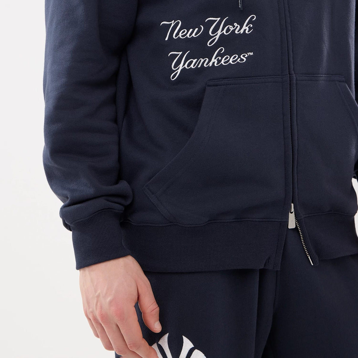New York Yankees MLB Comfort Navy 2 Way Full Zip Hoodie-zelvios