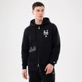 New York Mets MLB Comfort Black 2 Way Full Zip Hoodie-zelvios