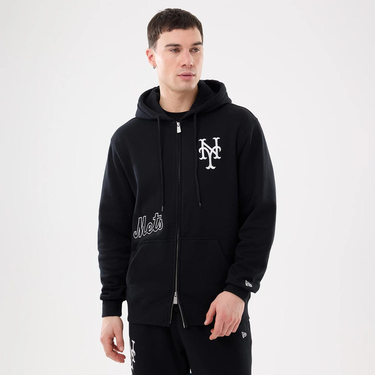 New York Mets MLB Comfort Black 2 Way Full Zip Hoodie-zelvios