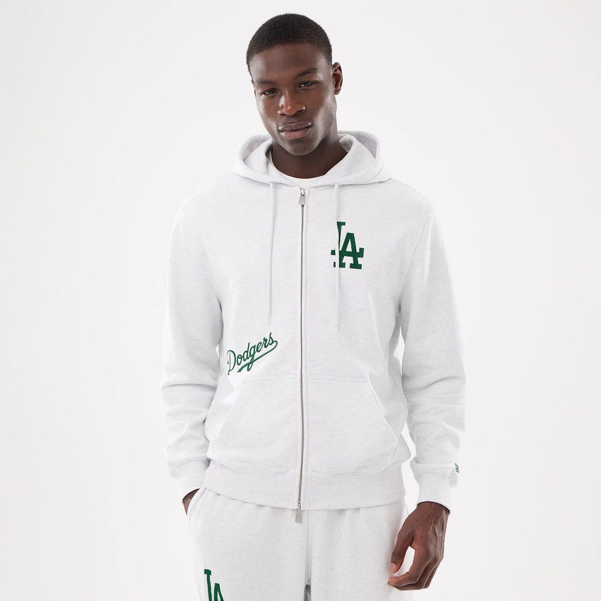 LA Dodgers MLB Comfort Grey 2 Way Full Zip Hoodie-zelvios