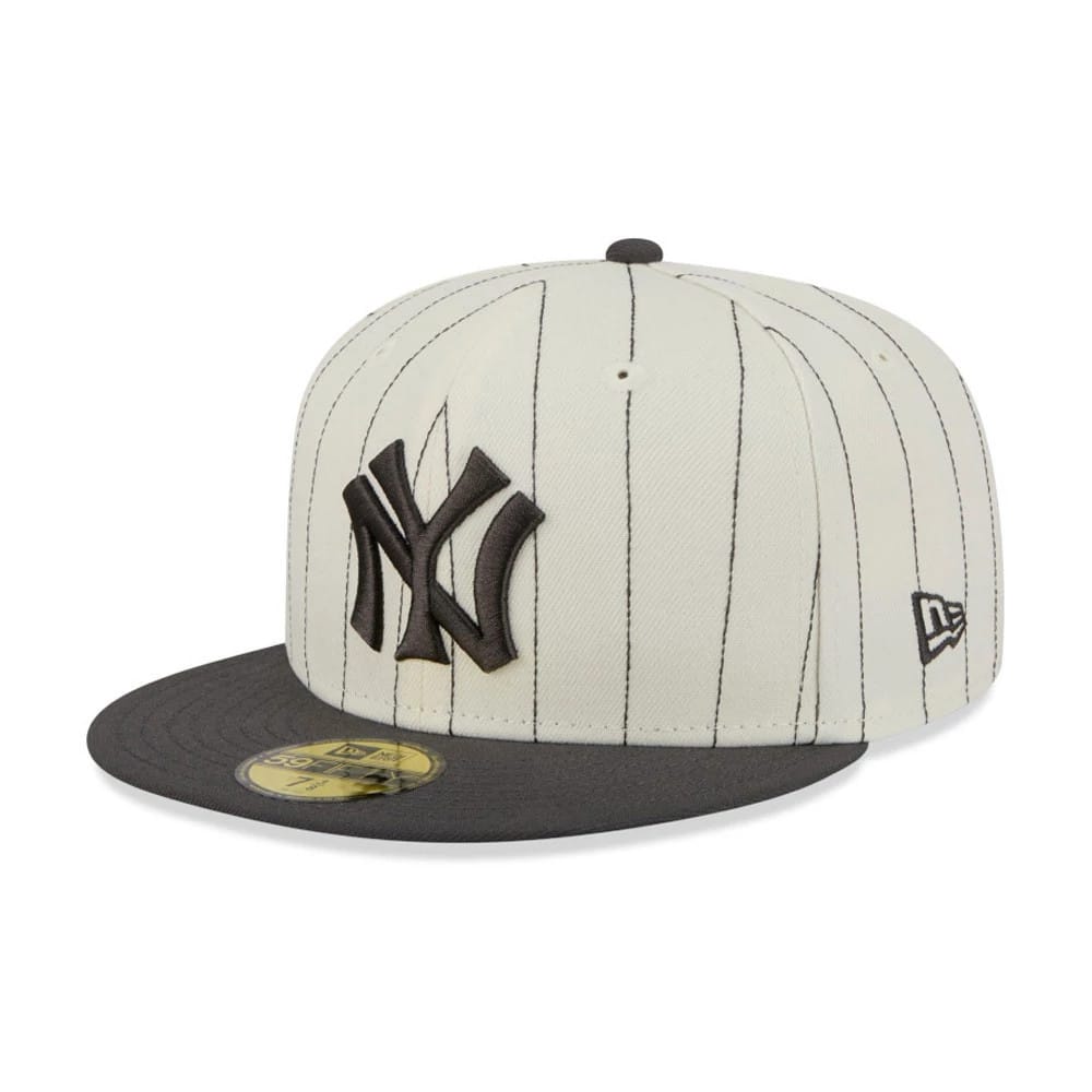 New York Yankees MLB Stripes Cream & Black 59FIFTY Fitted Cap-zelvios