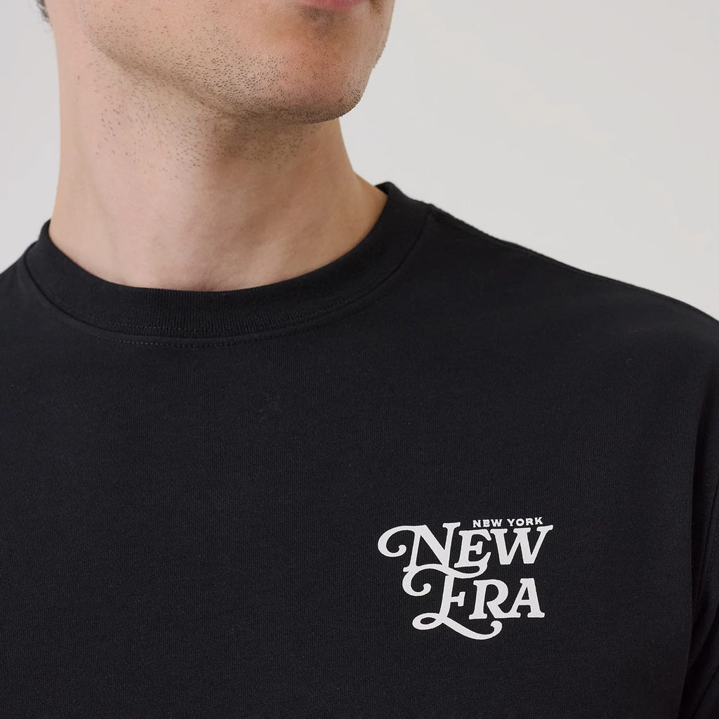 New Era Script Graphic Black T-Shirt-zelvios