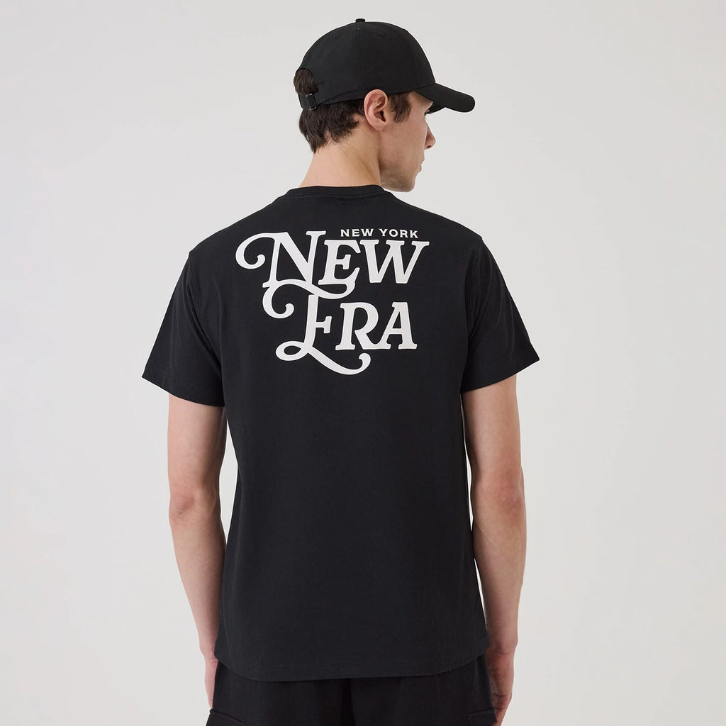 New Era Script Graphic Black T-Shirt-zelvios