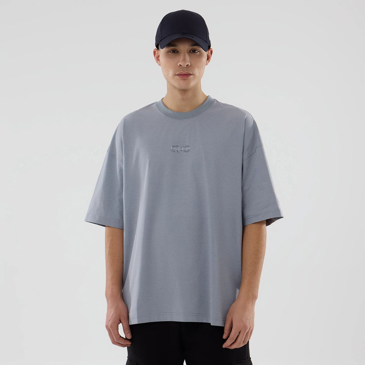 New Era NEC Logo Grey Oversized T-Shirt-zelvios