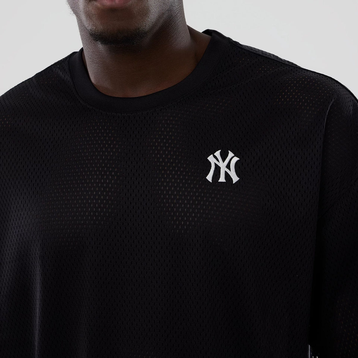 New York Yankees MLB Mix League Black Oversized Mesh T-Shirt-zelvios