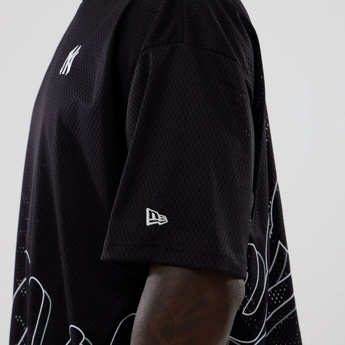 New York Yankees MLB Mix League Black Oversized Mesh T-Shirt-zelvios