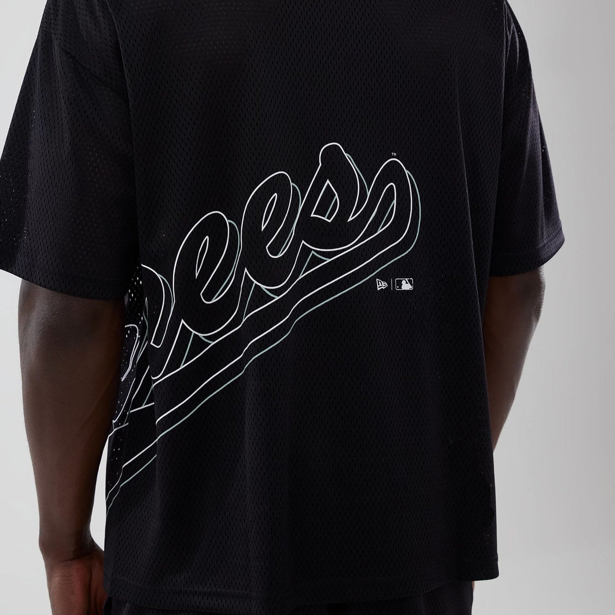 New York Yankees MLB Mix League Black Oversized Mesh T-Shirt-zelvios