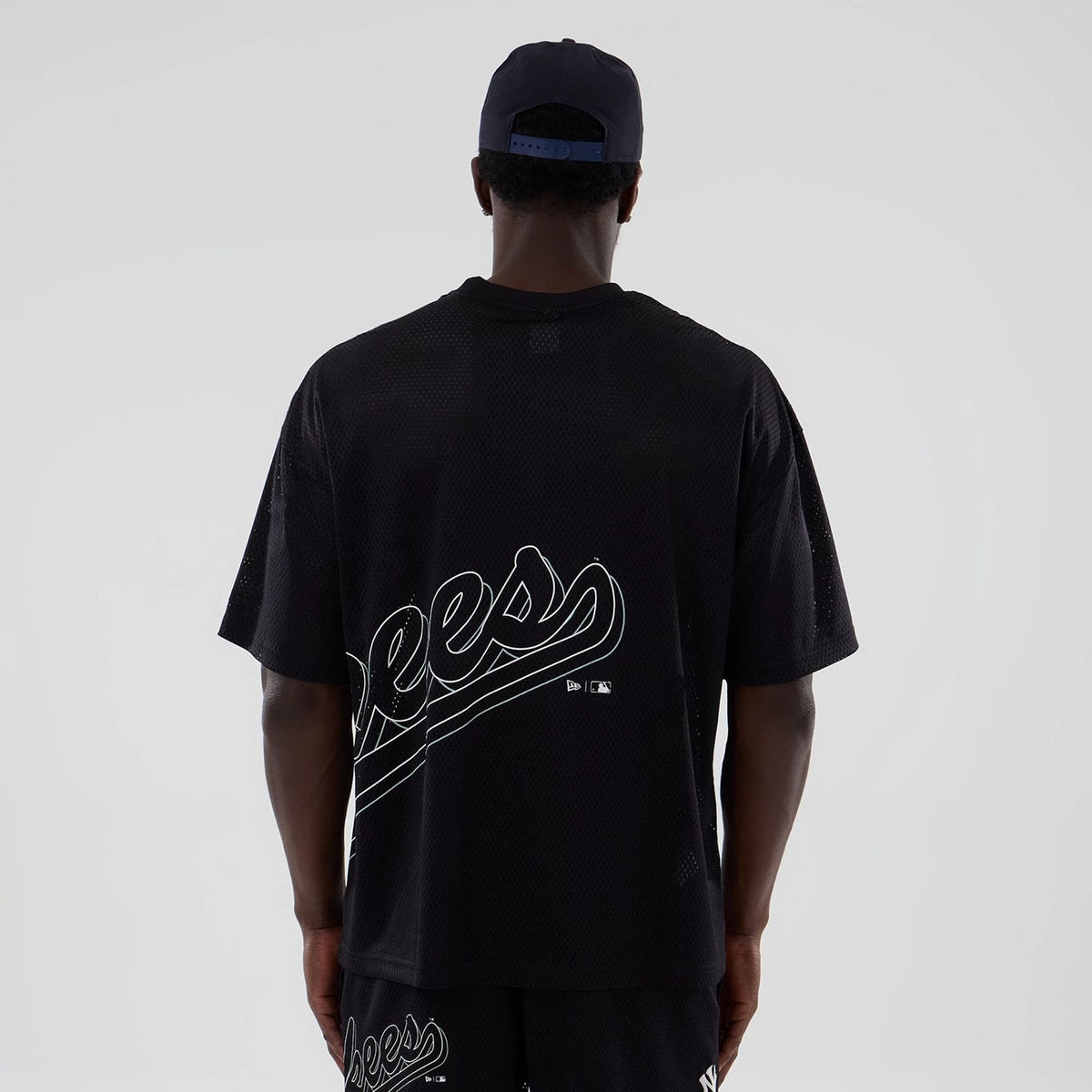 New York Yankees MLB Mix League Black Oversized Mesh T-Shirt-zelvios