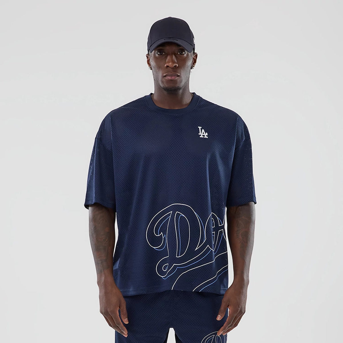 LA Dodgers MLB Mix League Blue Oversized Mesh T-Shirt-zelvios