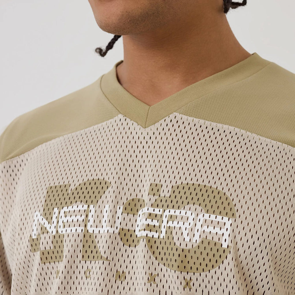 New Era NEC Logo Beige Long Sleeve Jersey-zelvios