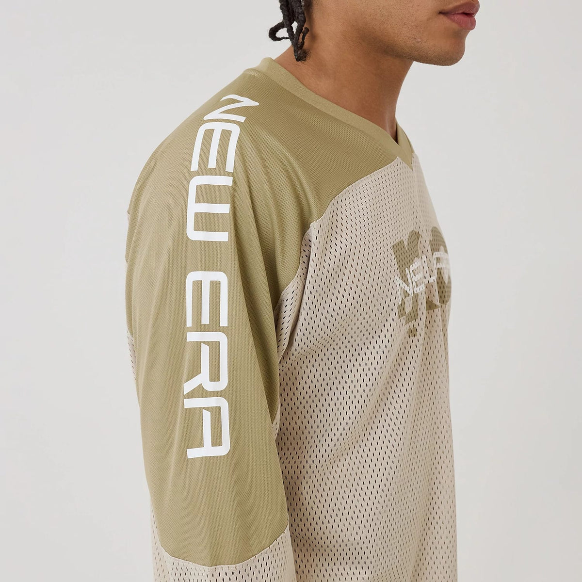 New Era NEC Logo Beige Long Sleeve Jersey-zelvios