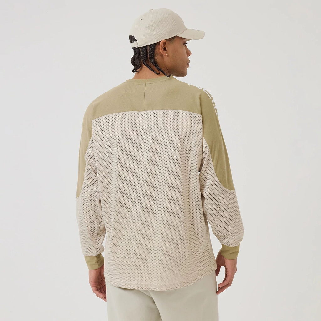 New Era NEC Logo Beige Long Sleeve Jersey-zelvios