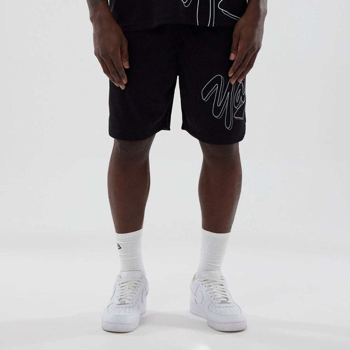 New York Yankees MLB Mix League Black Oversized Mesh Shorts-zelvios