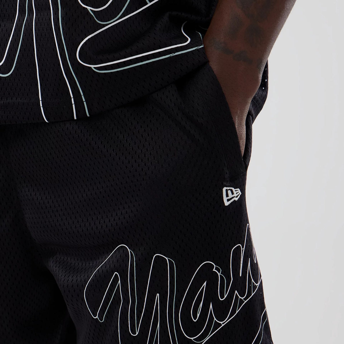 New York Yankees MLB Mix League Black Oversized Mesh Shorts-zelvios
