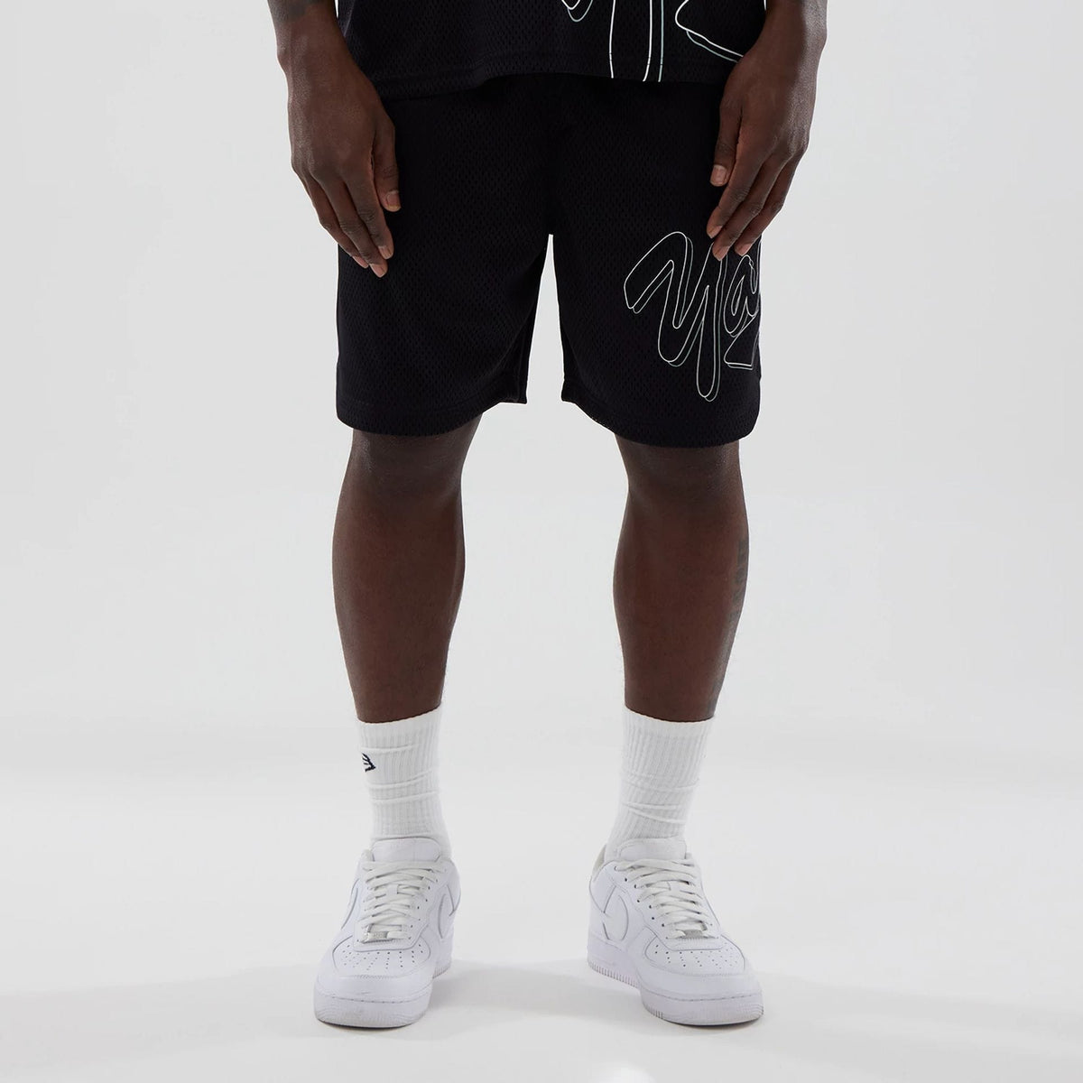 New York Yankees MLB Mix League Black Oversized Mesh Shorts-zelvios