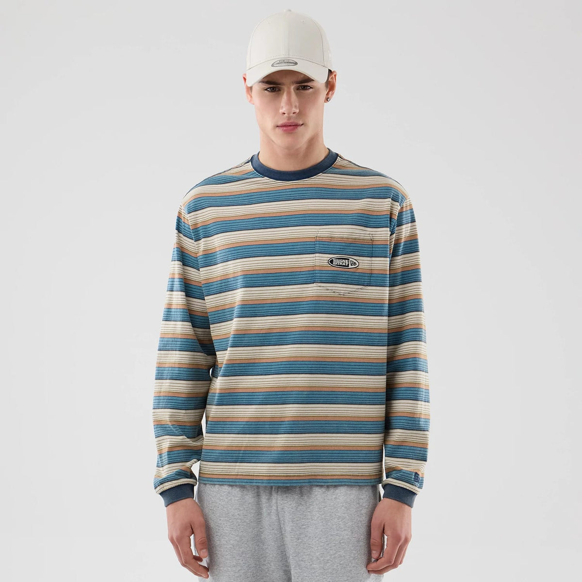 Thisisneverthat X New Era Border Beige Long Sleeve T-Shirt-zelvios