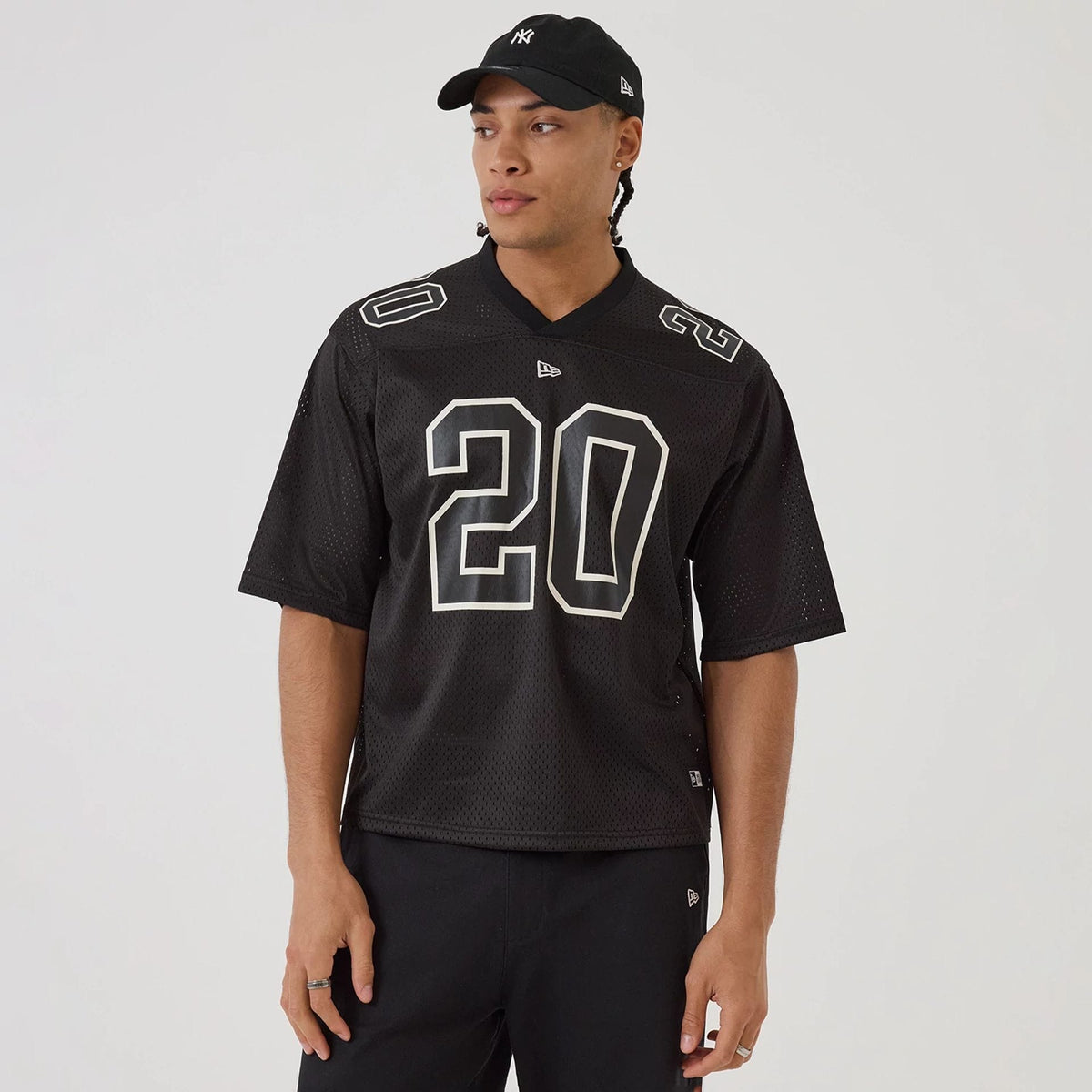 New Era Mesh Football Black Short Sleeve Shirt-zelvios