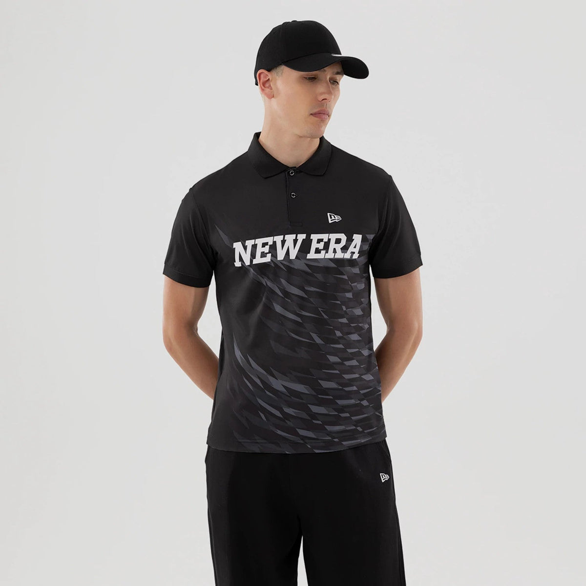 New Era Grid Black Polo T-Shirt-zelvios