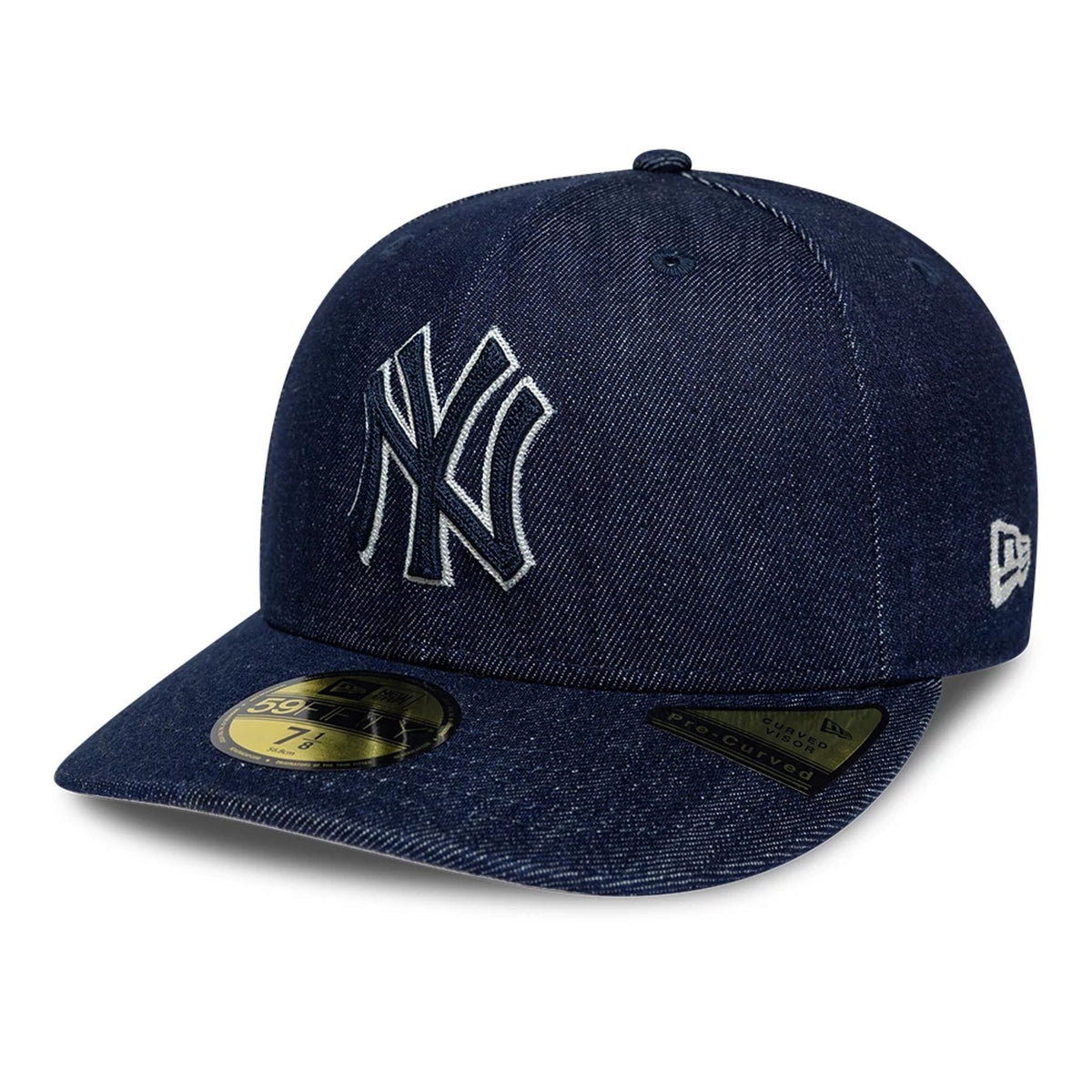 New York Yankees MLB Chain Stitch Denim Navy 59FIFTY Fitted Cap-zelvios