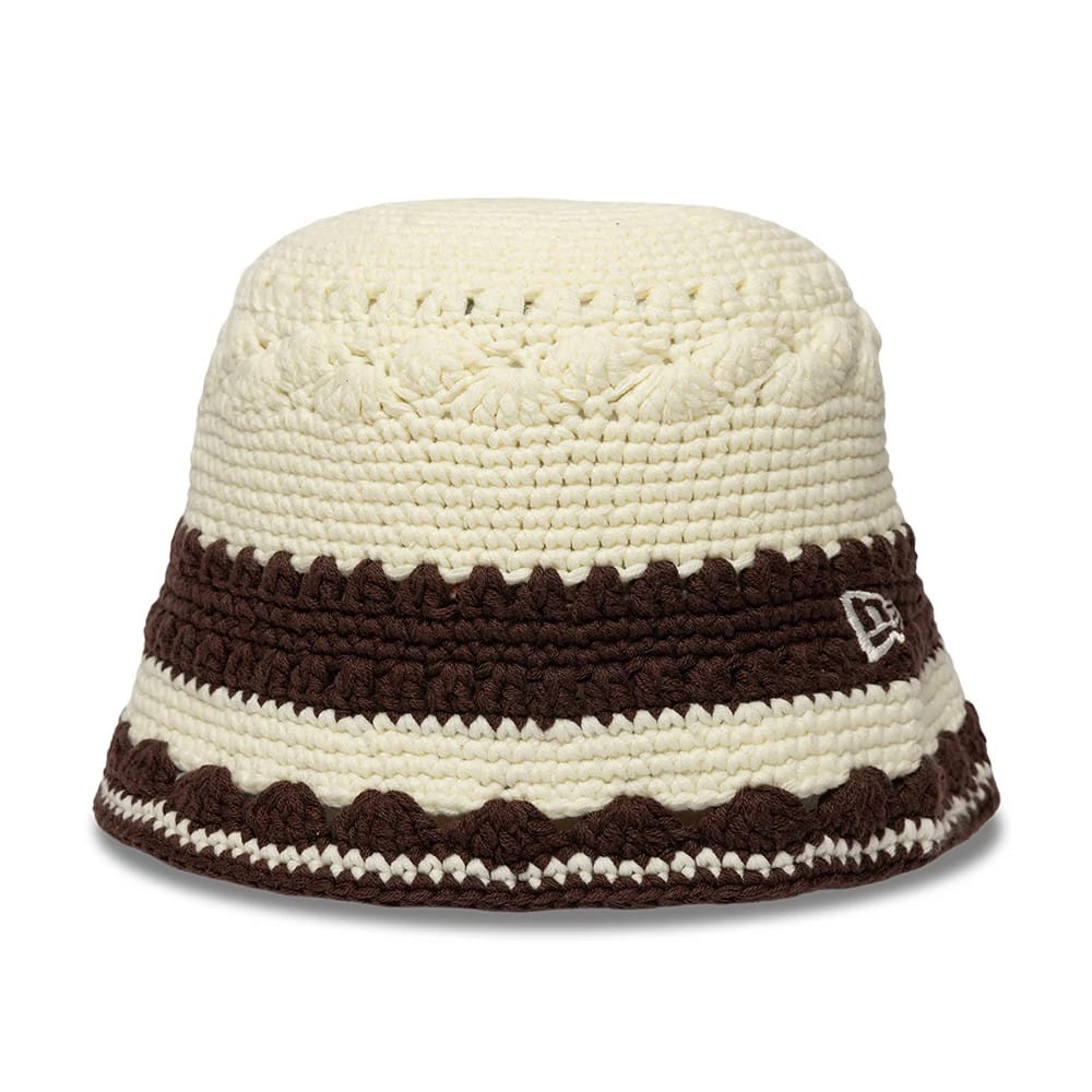 New Era Crochet Border White Explorer Bucket Hat-zelvios