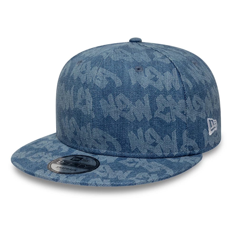 New Era Laser Burnout Washed Denim Navy 9FIFTY Snapback Adjustable Cap-zelvios
