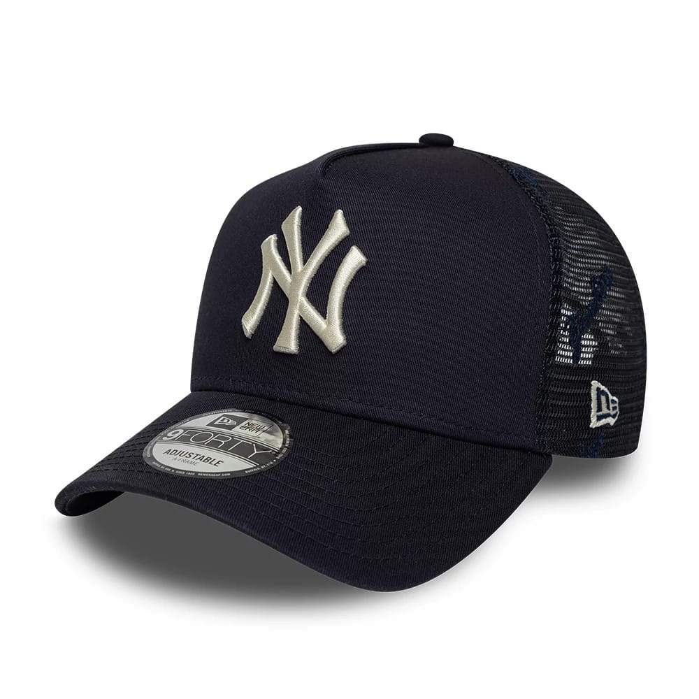 New York Yankees MLB Mesh Navy 9FORTY A-Frame Trucker Adjustable Cap-zelvios