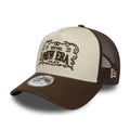 New Era Frame Logo Dark Brown 9FORTY A-Frame Trucker Adjustable Cap-zelvios
