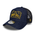 New Era Frame Logo Navy 9FORTY A-Frame Trucker Adjustable Cap-zelvios