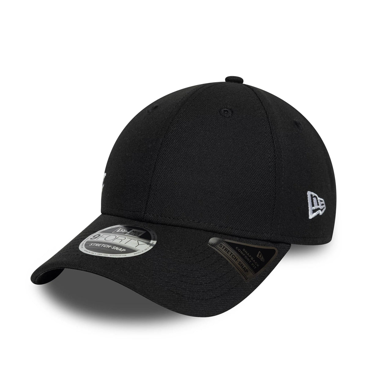 New Era Big Script Black 9FORTY Stretch Snap Adjustable Cap-zelvios