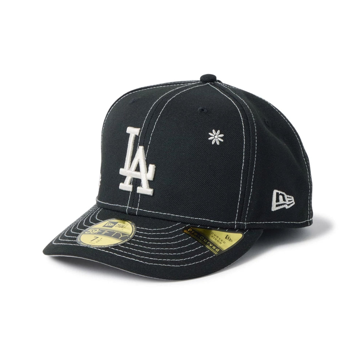 LA Dodgers MLB Floral Black 59FIFTY Fitted Cap-zelvios