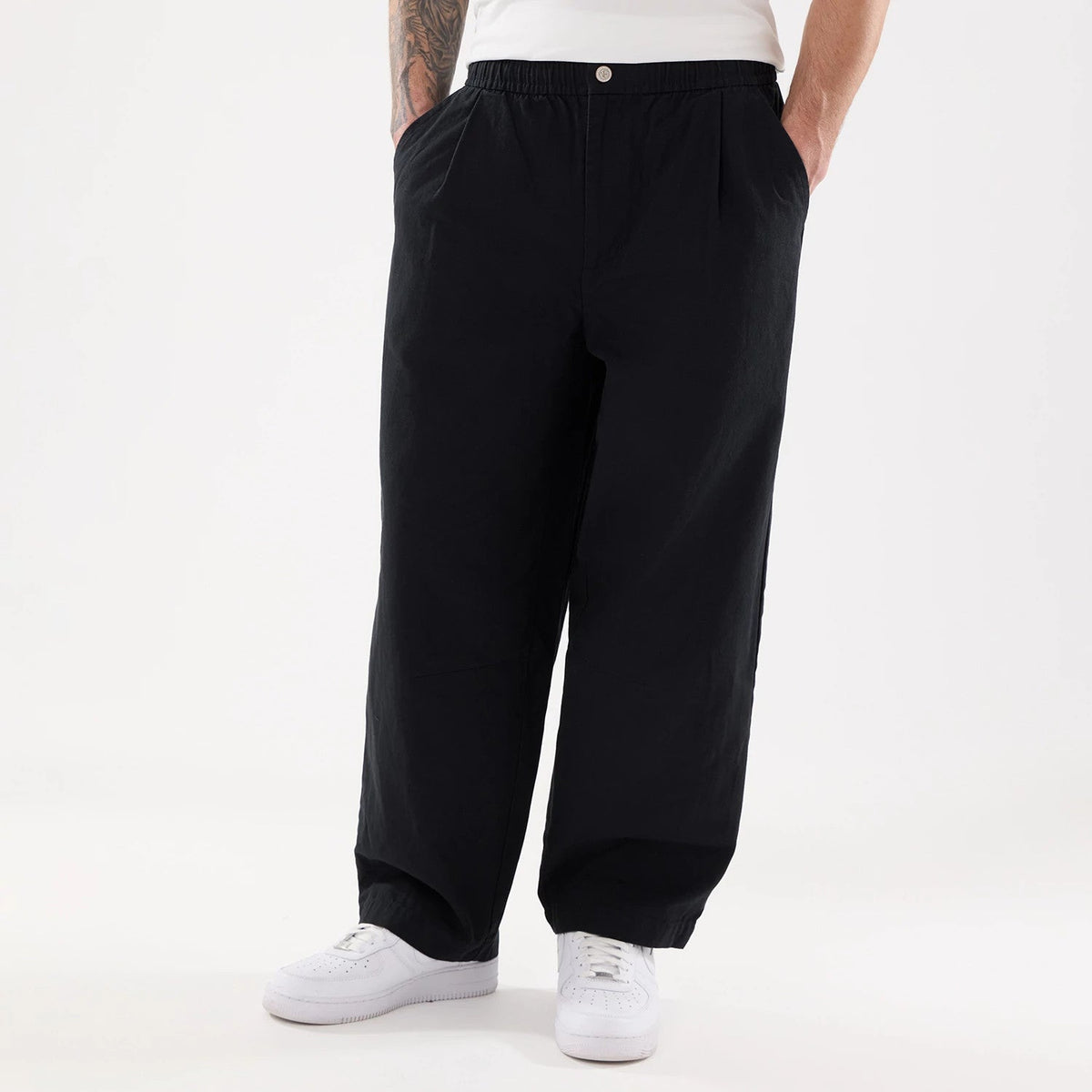 New Era Black Balloon Leg Trousers-zelvios