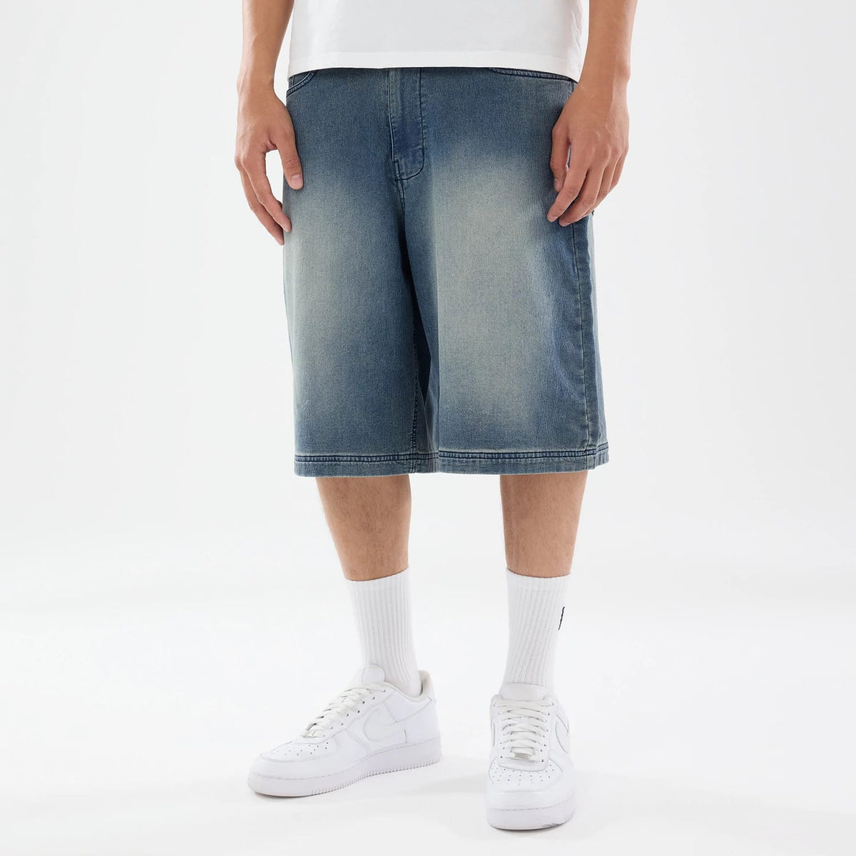 New Era Washed Blue Bermuda Shorts-zelvios