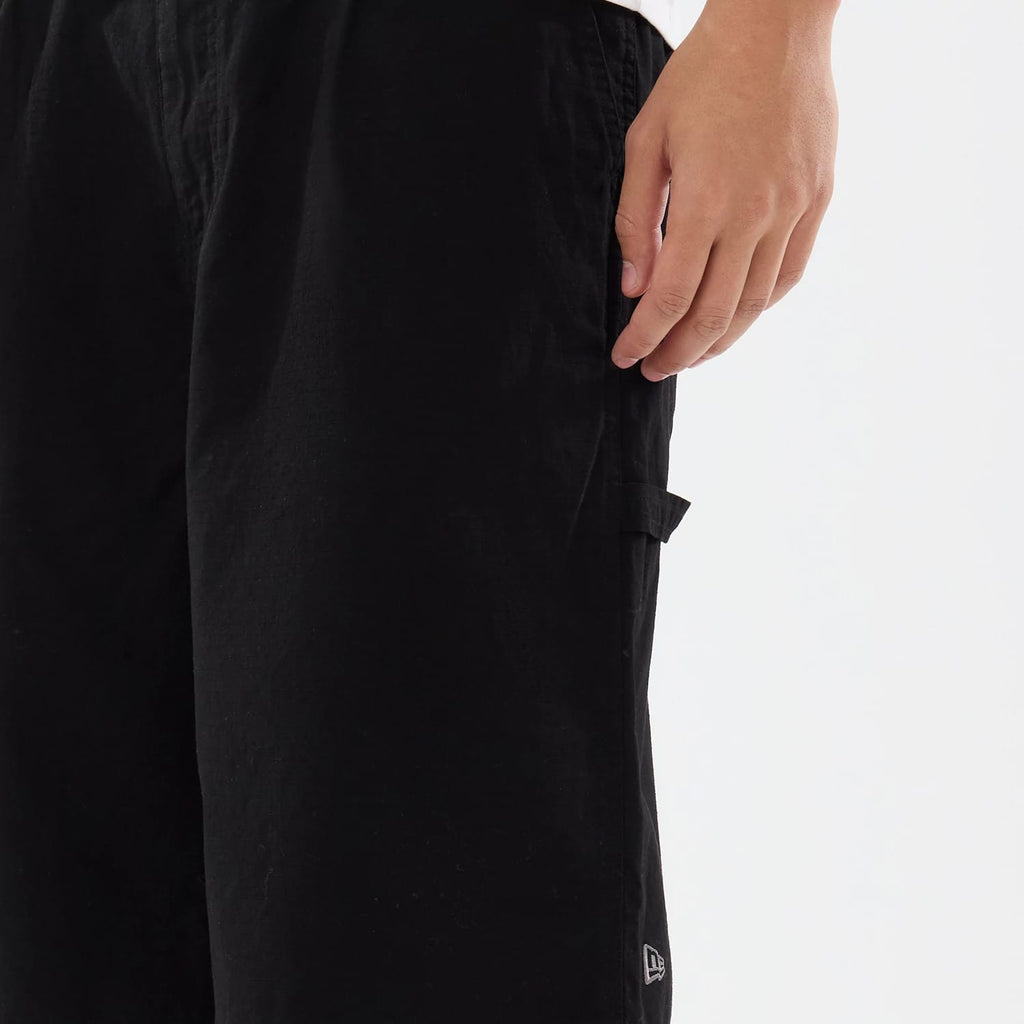 New Era Canvas Black Bermuda Shorts-zelvios