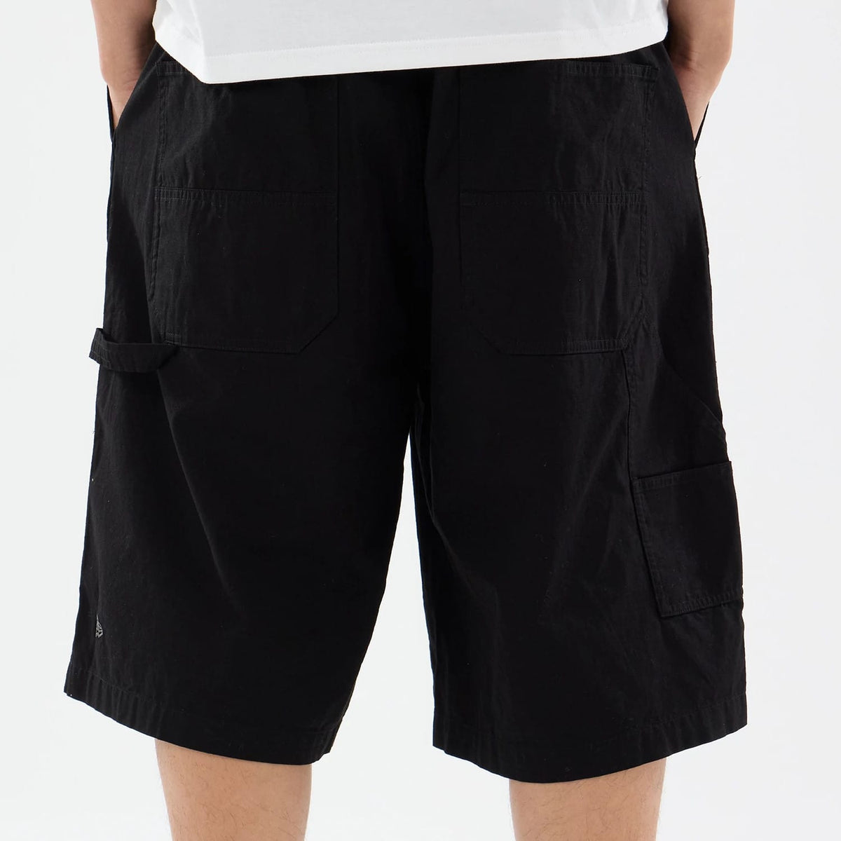 New Era Canvas Black Bermuda Shorts-zelvios